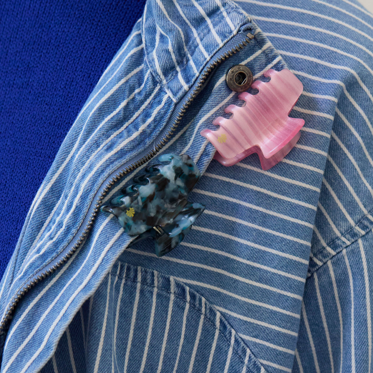 Lele Sadoughi Hair Clips BLUSH TEAL MINI CLAW CLIP DUO