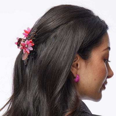 Lele Sadoughi Hair Clips CHEETAH PETUNIA CLAW CLIP