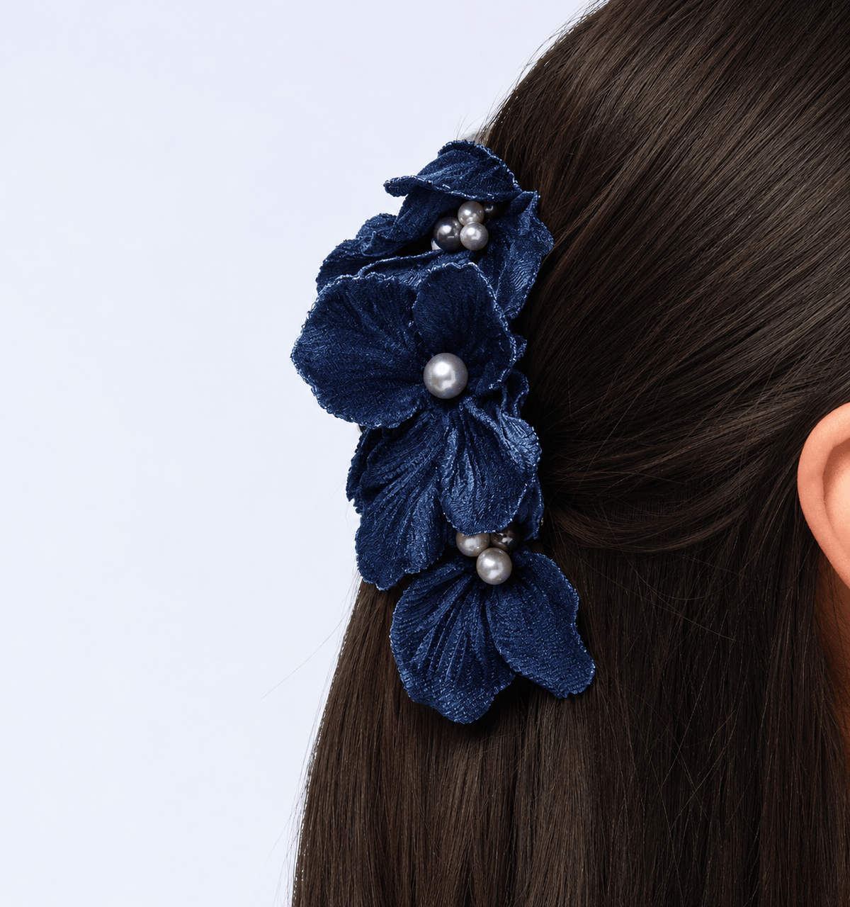Lele Sadoughi Hair Clips NAVY MAGNOLIA CLAW CLIP