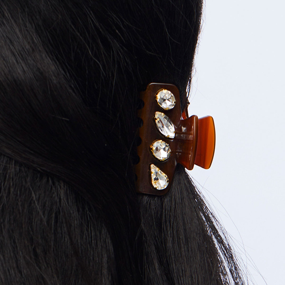 Lele Sadoughi Hair Clips RUST MINI CRYSTAL CLAW CLIP