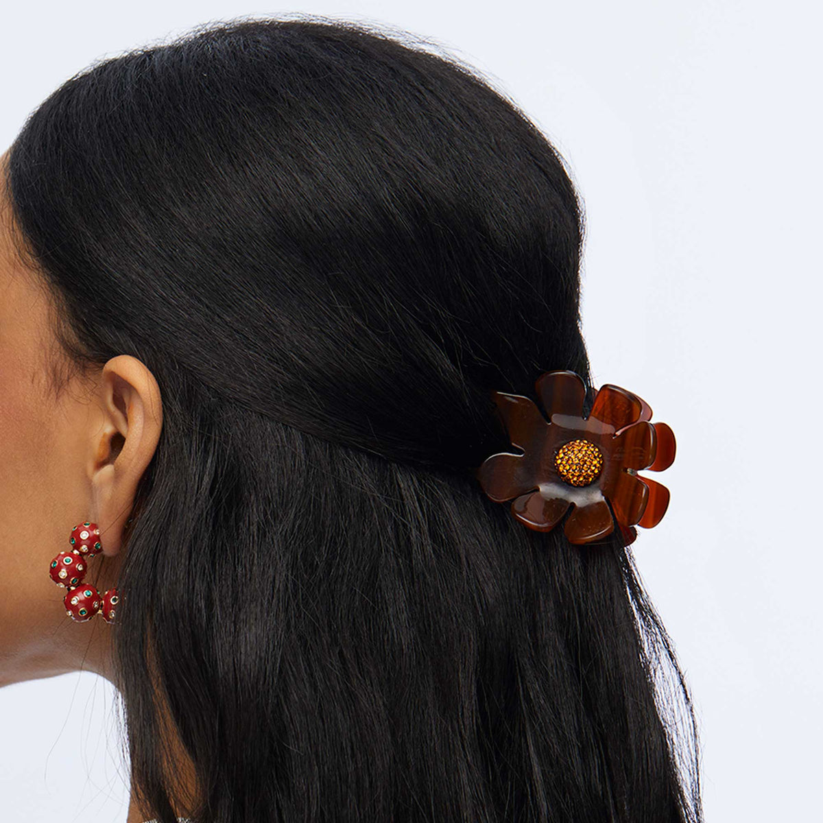 Lele Sadoughi Hair Clips RUST SUNFLOWER CLAW CLIP