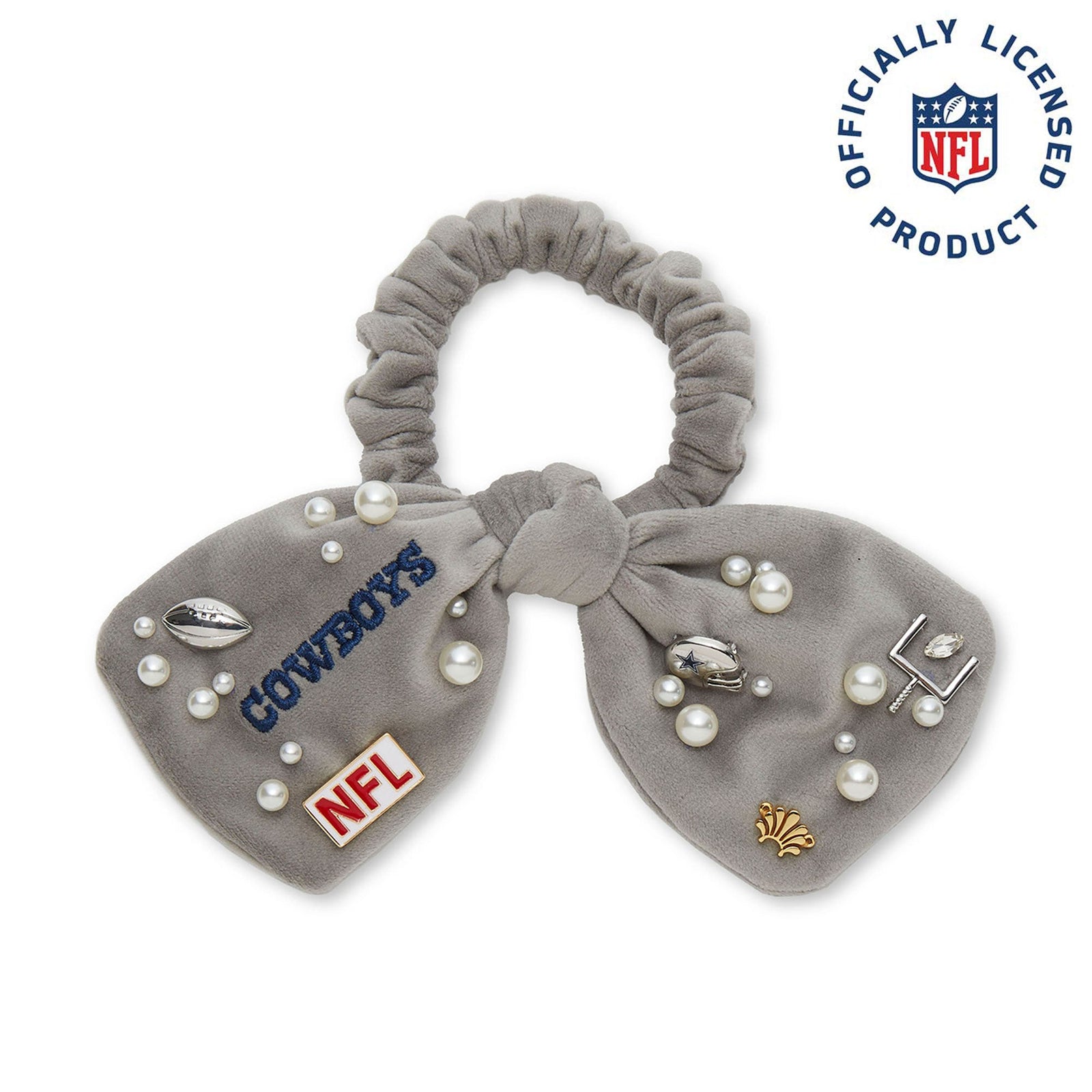Lele Sadoughi HAIR DALLAS COWBOYS LELE X NFL GREY BOW SCRUNCHIE