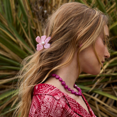 Lele Sadoughi HAIR ACCESSORIES DUSTY ROSE LILY CLAW CLIP