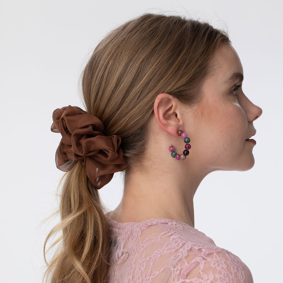 Lele Sadoughi HAIR ESPRESSO CINDY OVERSIZED SCRUNCHIE