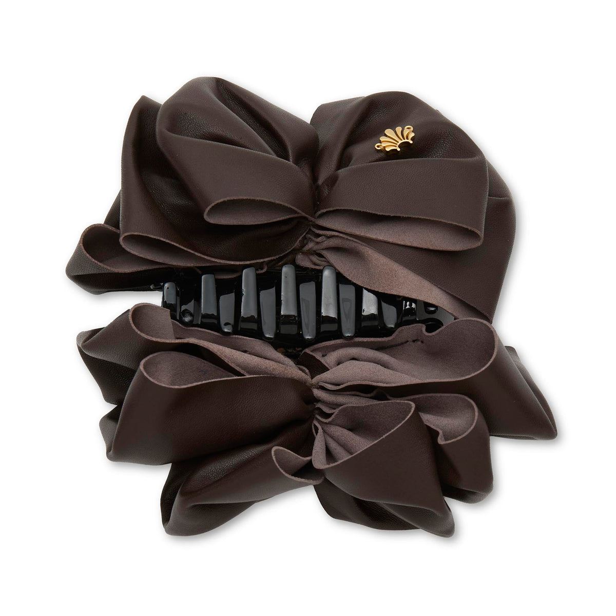Lele Sadoughi HAIR ESPRESSO RITA LEATHER CLAW CLIP