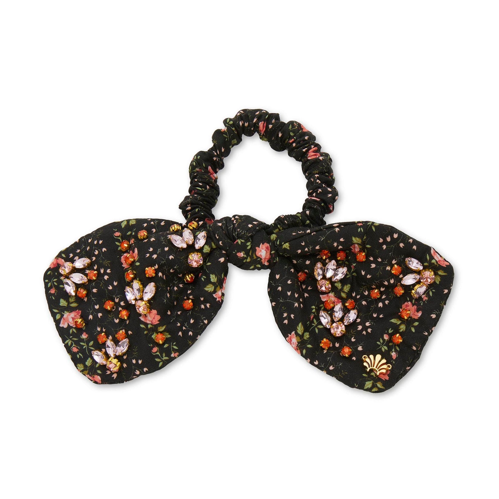 LELE SADOUGHI HAIR EVIE STRIPE PENNY LIBERTY FLORAL EMBELLISHED BOW SCRUNCHIE