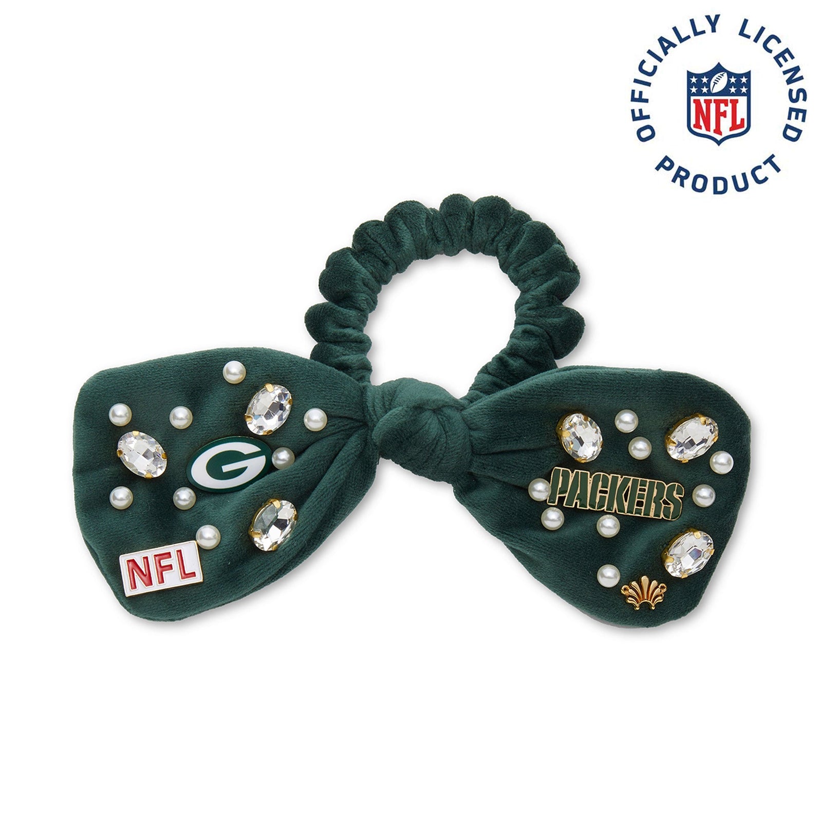 Lele Sadoughi HAIR GREENBAY PACKERS LELE X NFL GREEN BOW SCRUNCHIE
