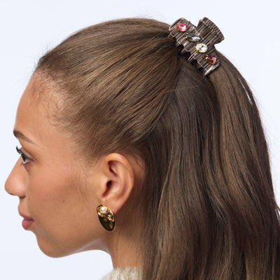 Lele Sadoughi HAIR HICKORY MINI CRYSTAL CLAW CLIP