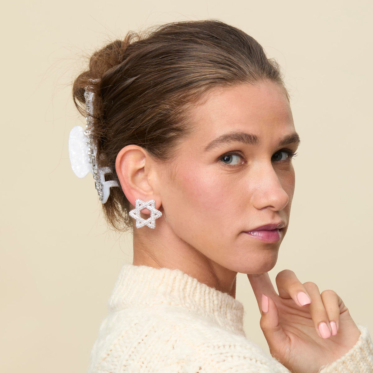 Lele Sadoughi HAIR HOLIDAY LIGHTS CRYSTAL JUMBO CLIP