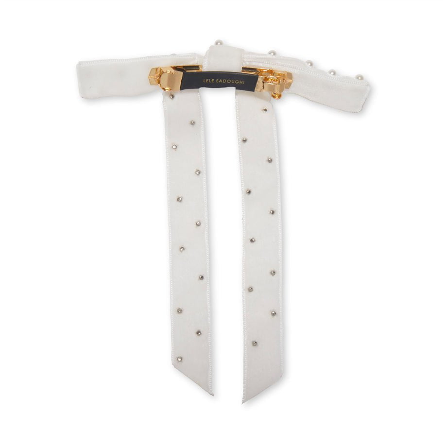 Lele Sadoughi HAIR IVORY BARDOT PEARL EMBELLISHED BOW BARRETTE