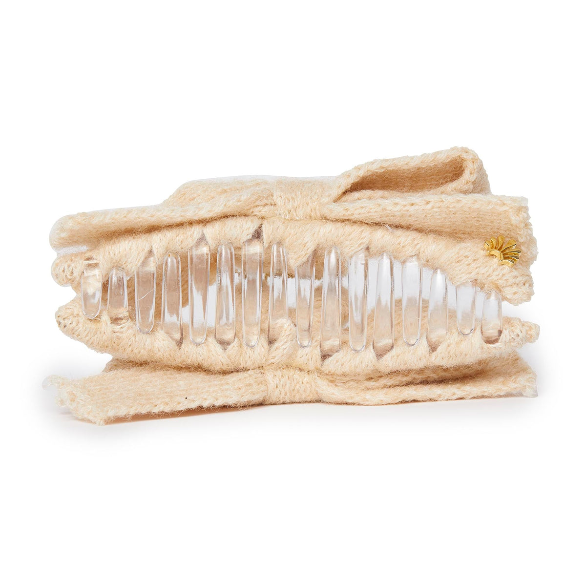 LELE SADOUGHI HAIR IVORY CABLE KNIT BOW CLAW CLIP