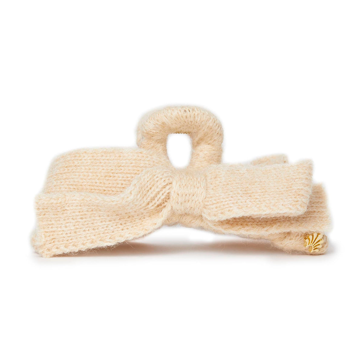 LELE SADOUGHI HAIR IVORY CABLE KNIT BOW CLAW CLIP
