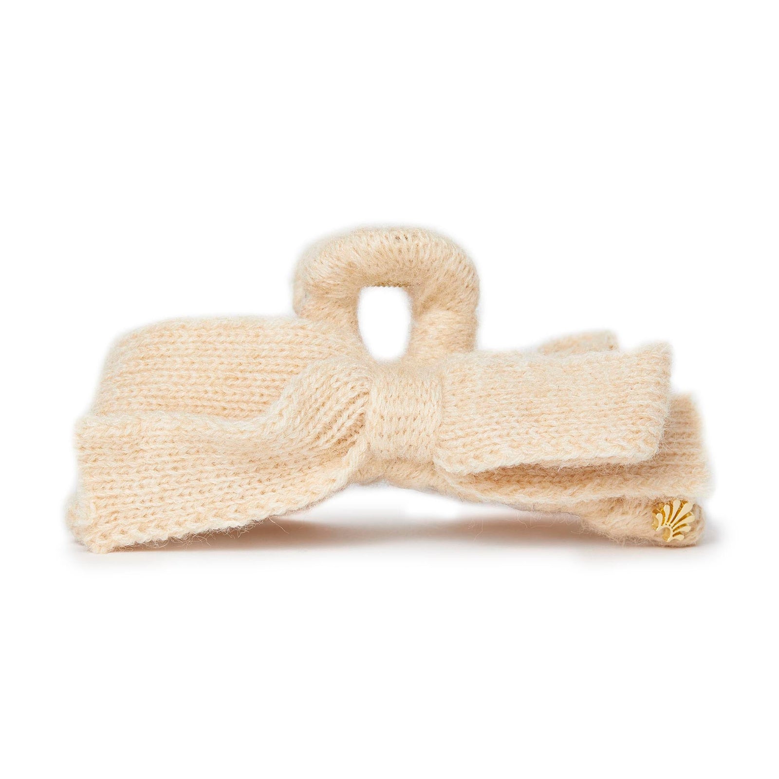 LELE SADOUGHI HAIR IVORY CABLE KNIT BOW CLAW CLIP