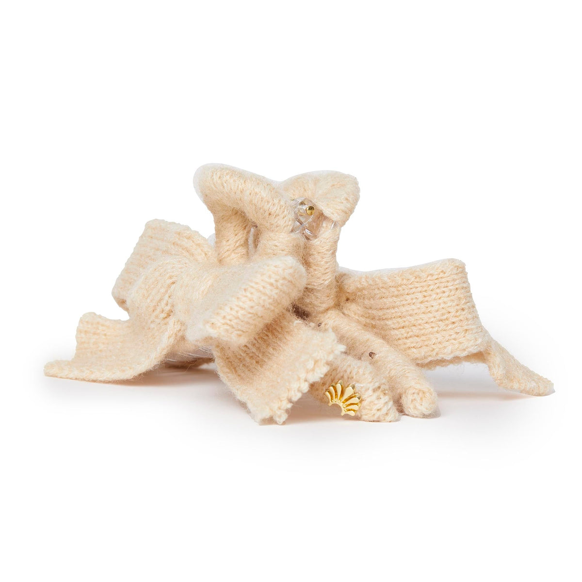 LELE SADOUGHI HAIR IVORY CABLE KNIT BOW CLAW CLIP