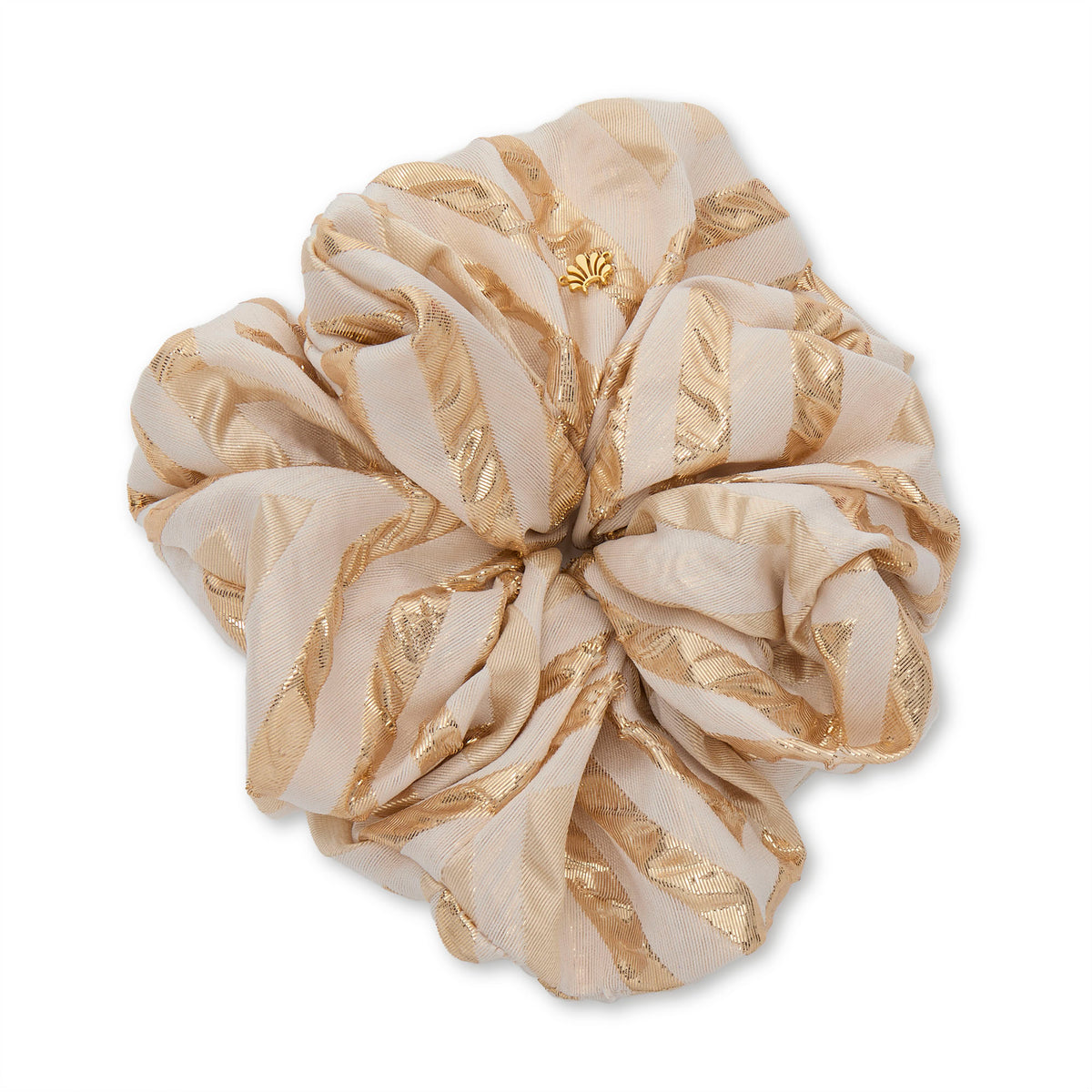 Lele Sadoughi HAIR IVORY GOLD ROMMY OVERSIZED SCRUNCHIE