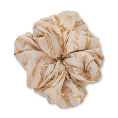 Lele Sadoughi HAIR IVORY GOLD ROMMY OVERSIZED SCRUNCHIE