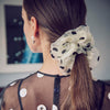 Lele Sadoughi HAIR IVORY OVERSIZED POLKA DOT SCRUNCHIE