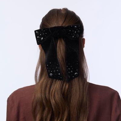 Lele Sadoughi HAIR JET SHIRLEY CRYSTAL PEBBLE BOW