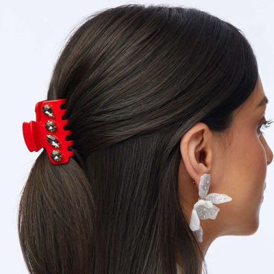 Lele Sadoughi HAIR LADYBUG RED MINI CRYSTAL CLAW CLIP