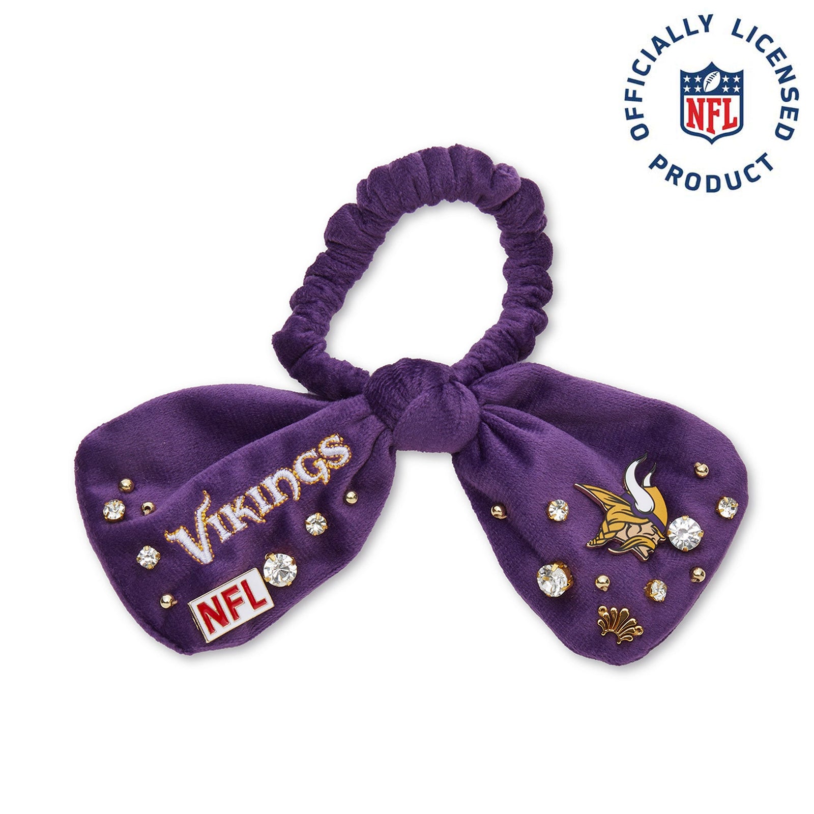 Lele Sadoughi HAIR MIINNESOTA VIKINGS LELE X NFL PURPLE BOW SCRUNCHIE