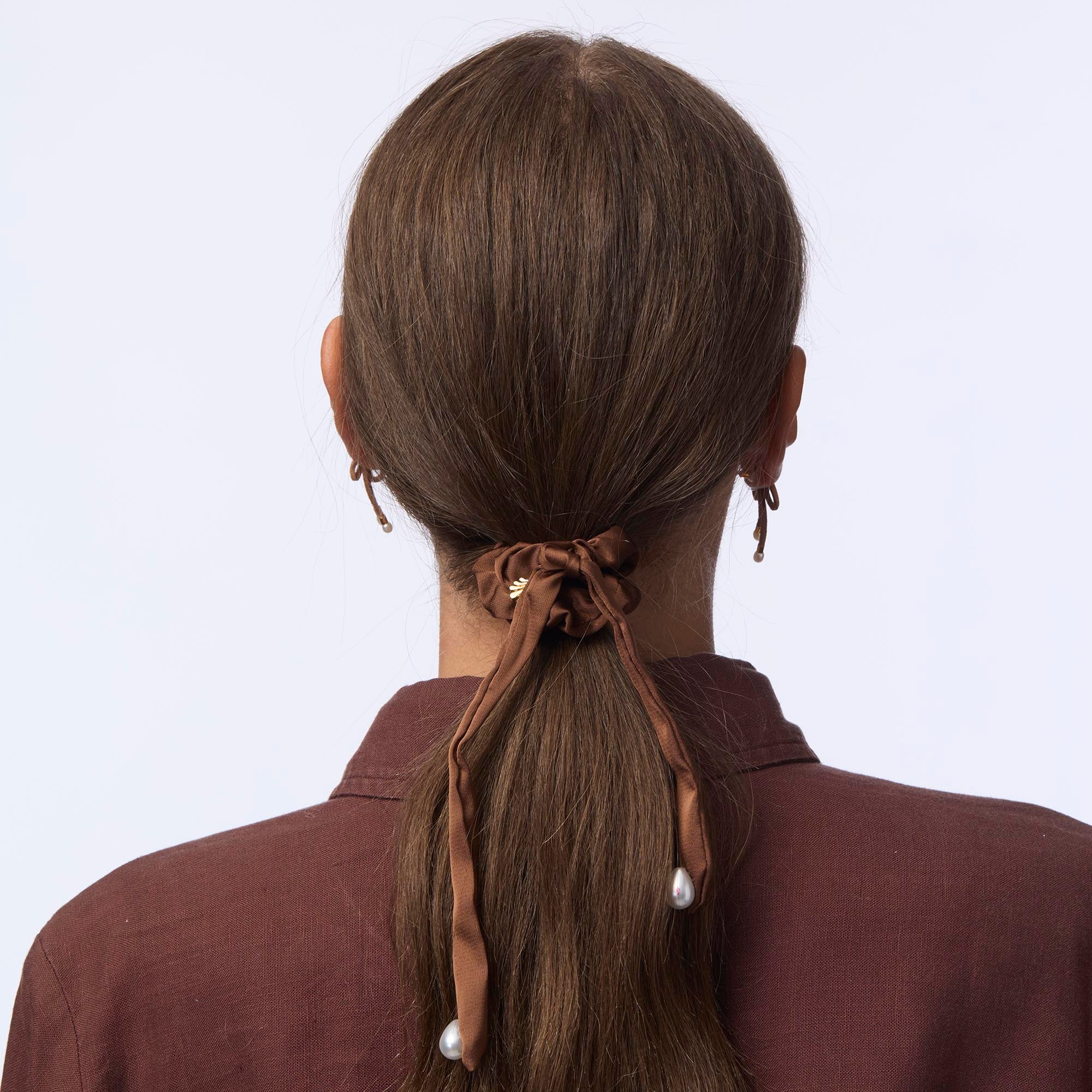 Bowknot Pearls Scrunchies Floral Hair Ties Bunny Ears Scrunchie Women Elastic Ha - Foto 8