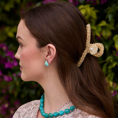 Lele Sadoughi HAIR NATURAL RAFFIA SHELL CLAW CLIP