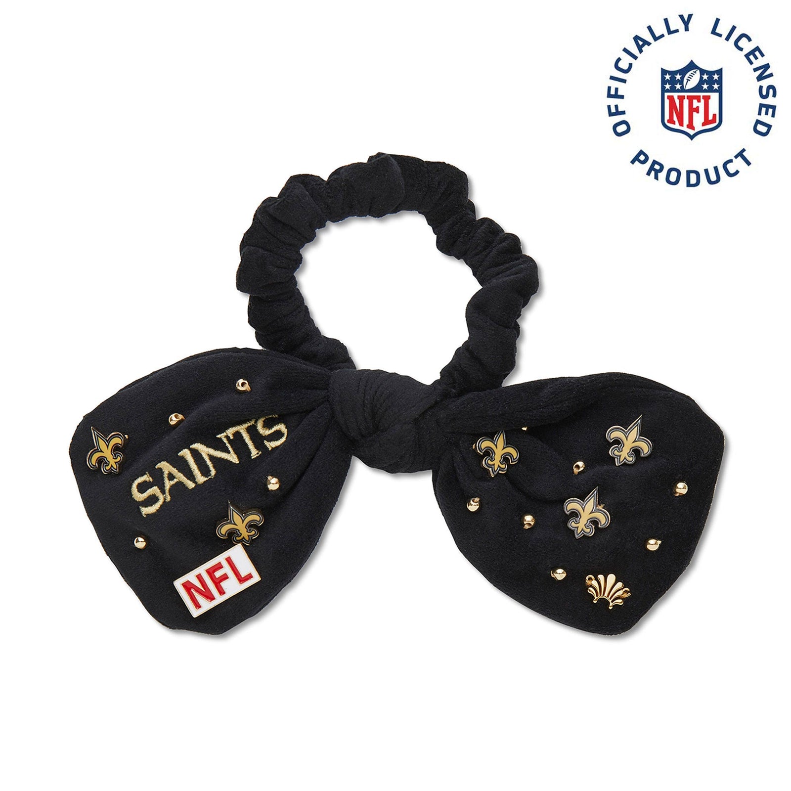Lele Sadoughi HAIR NEW ORLEANS SAINTS LELE X NFL JET BOW SCRUNCHIE