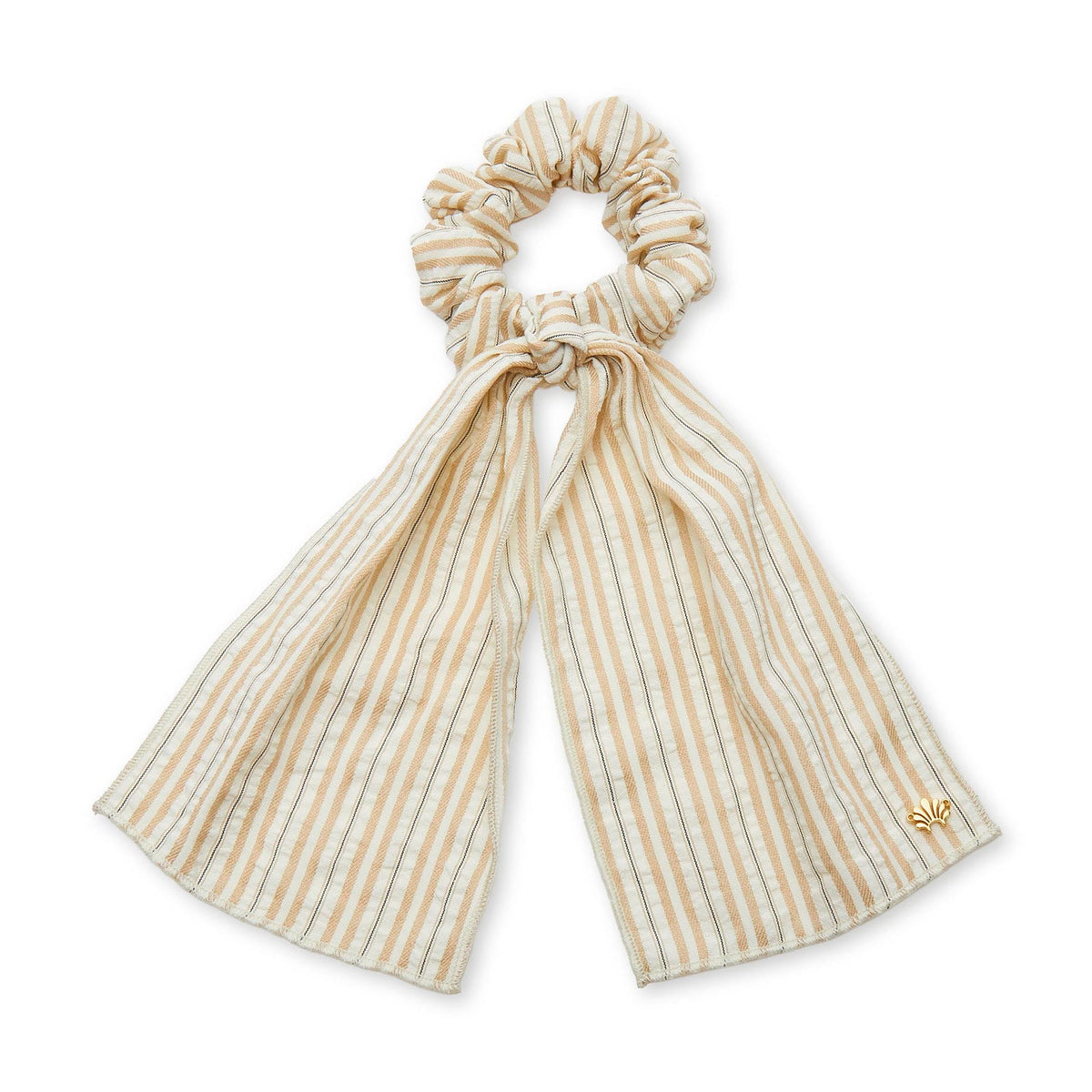 Lele Sadoughi HAIR ONE SIZE BISQUE SEERSUCKER SCARF SCRUNCHIE