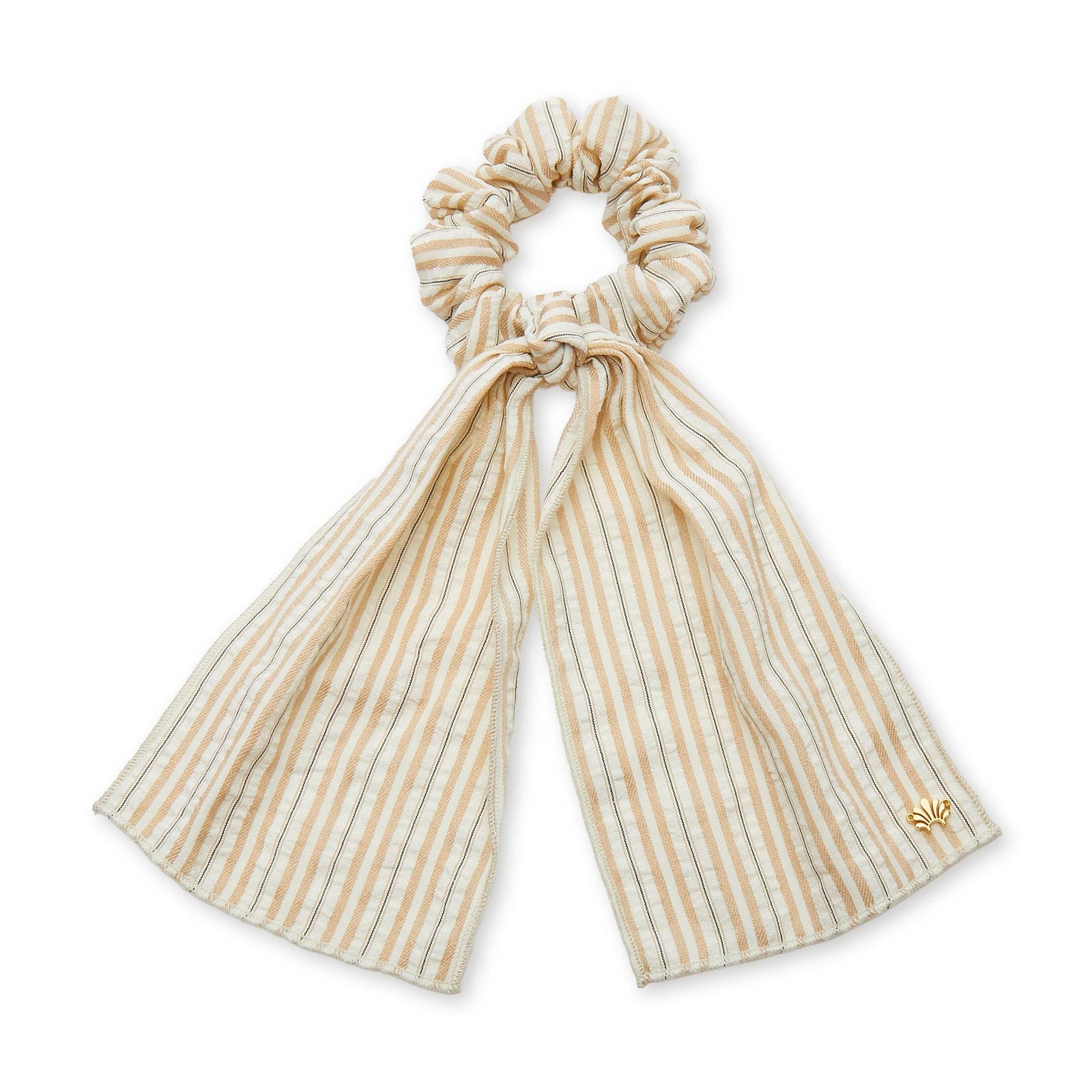 Lele Sadoughi HAIR ONE SIZE BISQUE SEERSUCKER SCARF SCRUNCHIE