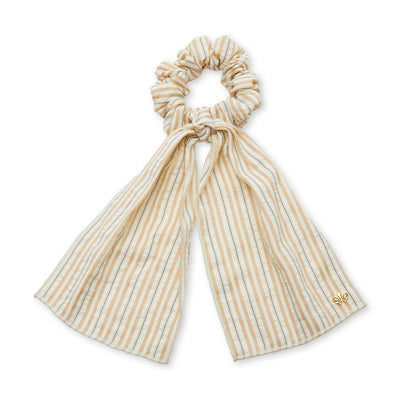 Lele Sadoughi HAIR ONE SIZE BISQUE SEERSUCKER SCARF SCRUNCHIE