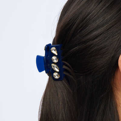 Lele Sadoughi HAIR ONE SIZE COBALT MINI CRYSTAL CLAW CLIP