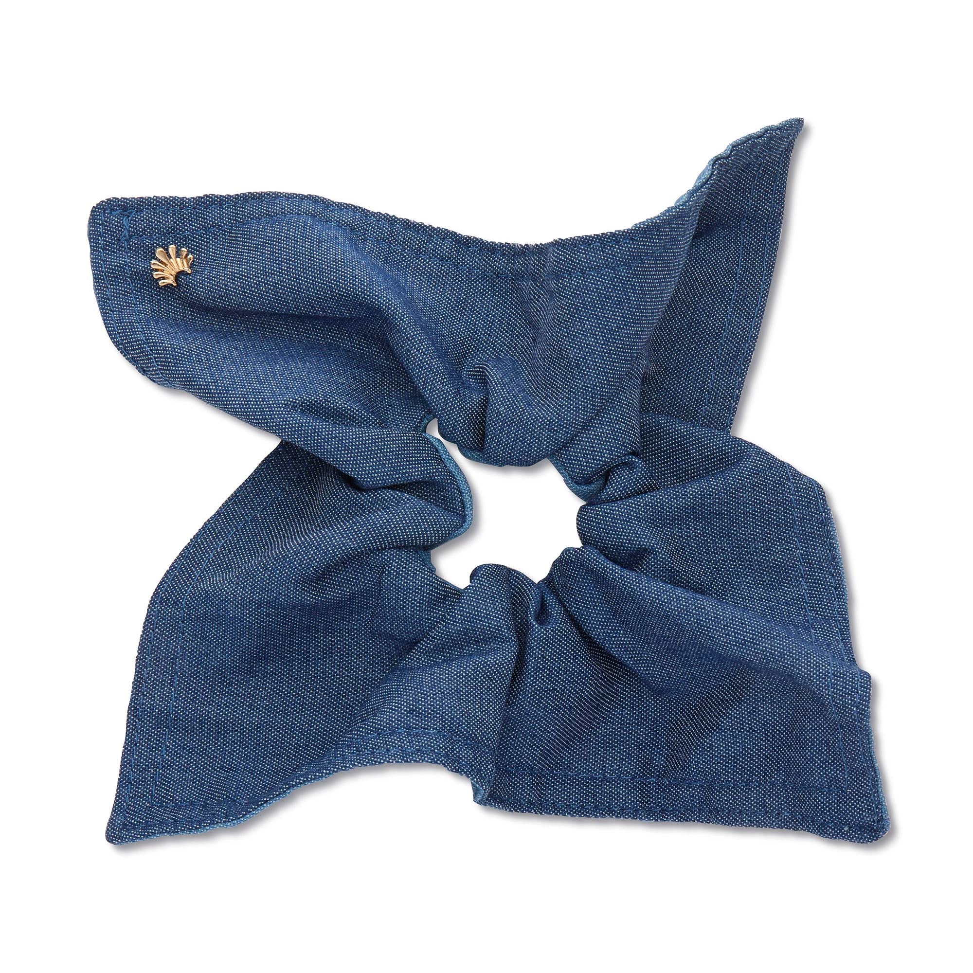 Lele Sadoughi HAIR ONE SIZE DENIM DOUBLE FACED SQUARE SCRUNCHIE