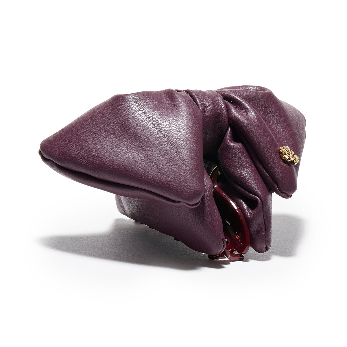 Lele Sadoughi HAIR ONE SIZE EGGPLANT SIMONE FAUX LEATHER BOW CLAW CLIP