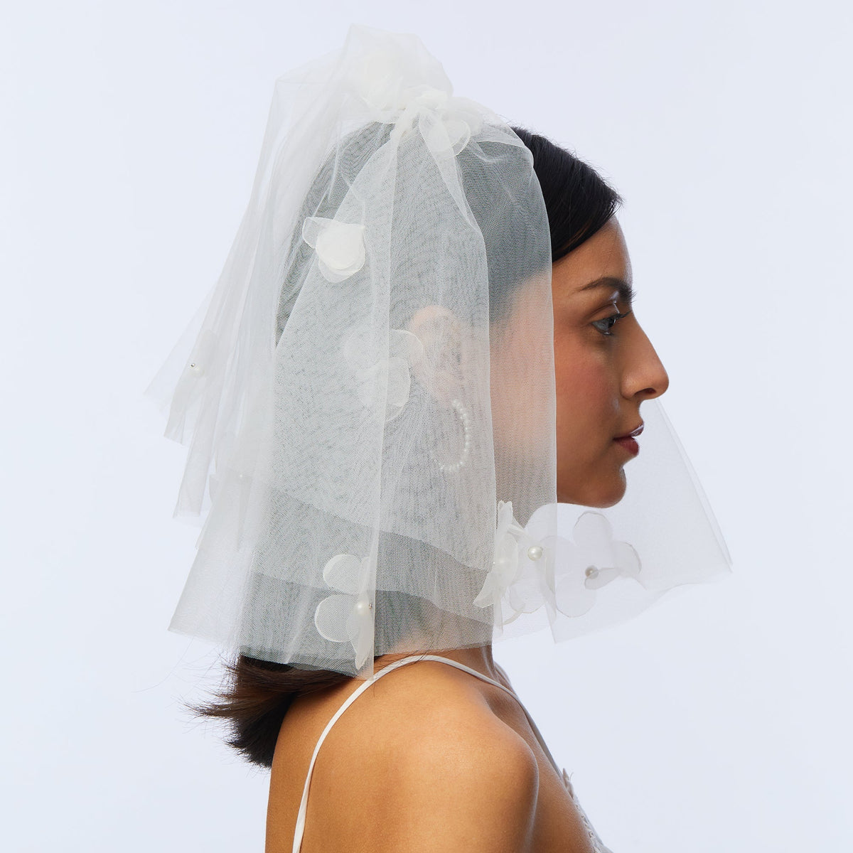 Lele Sadoughi HAIR ONE SIZE IVORY POPPY FLORAL VEIL COMB