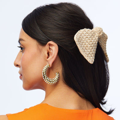 Lele Sadoughi HAIR ONE SIZE IVORY RAFFIA BOW BARRETTE