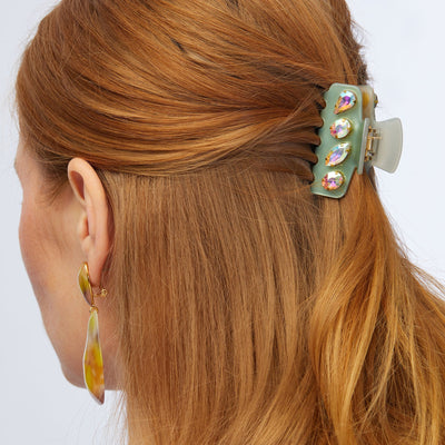 Lele Sadoughi HAIR ONE SIZE SAGE MINI CRYSTAL CLAW CLIP