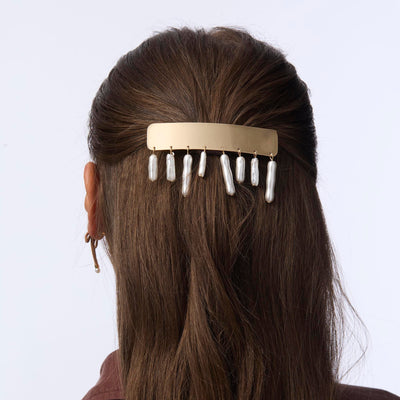 Lele Sadoughi HAIR PEARL DANGLING PEARL BARRETTE