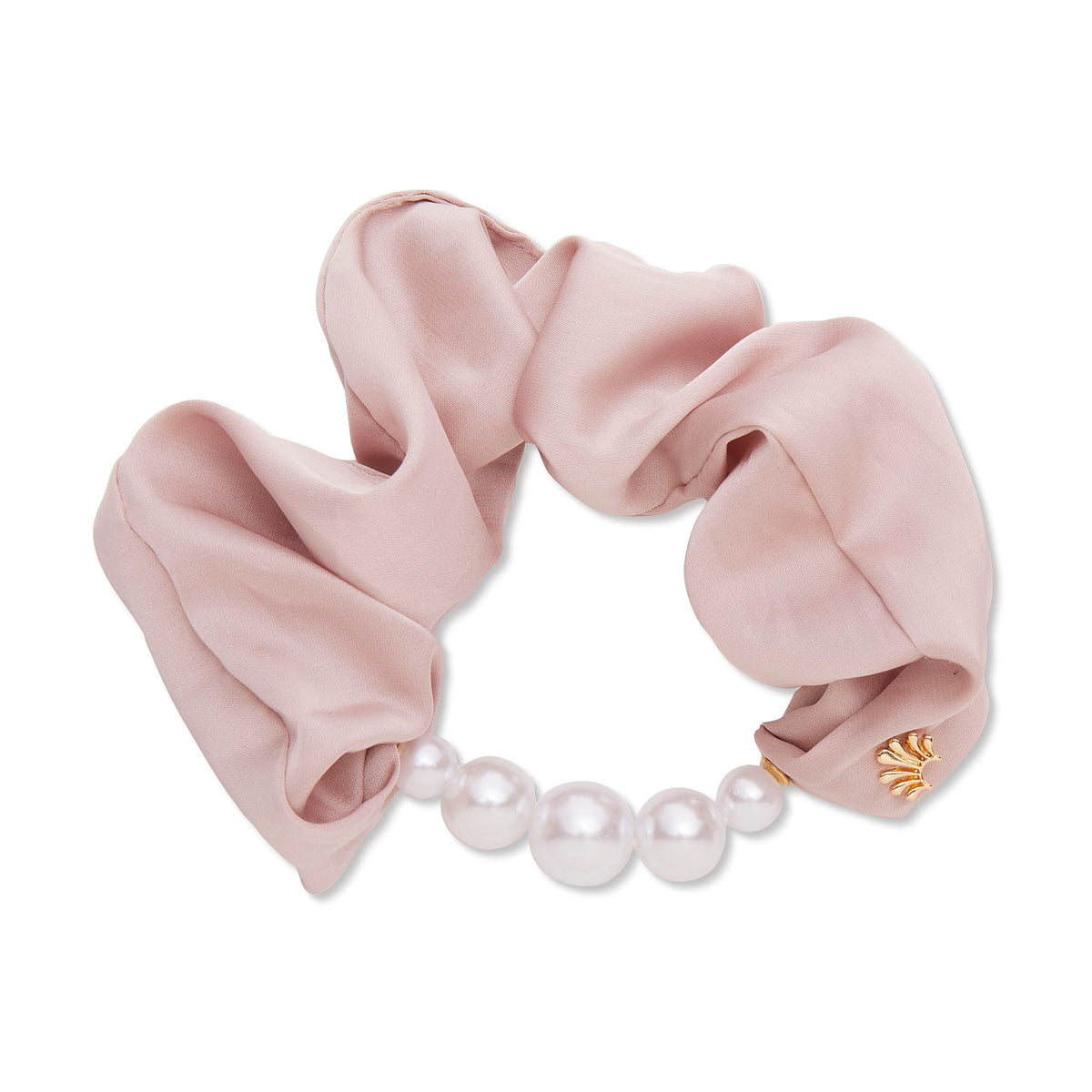 LELE SADOUGHI HAIR ROSE BLUSH PEARL SILK SCRUNCHIE