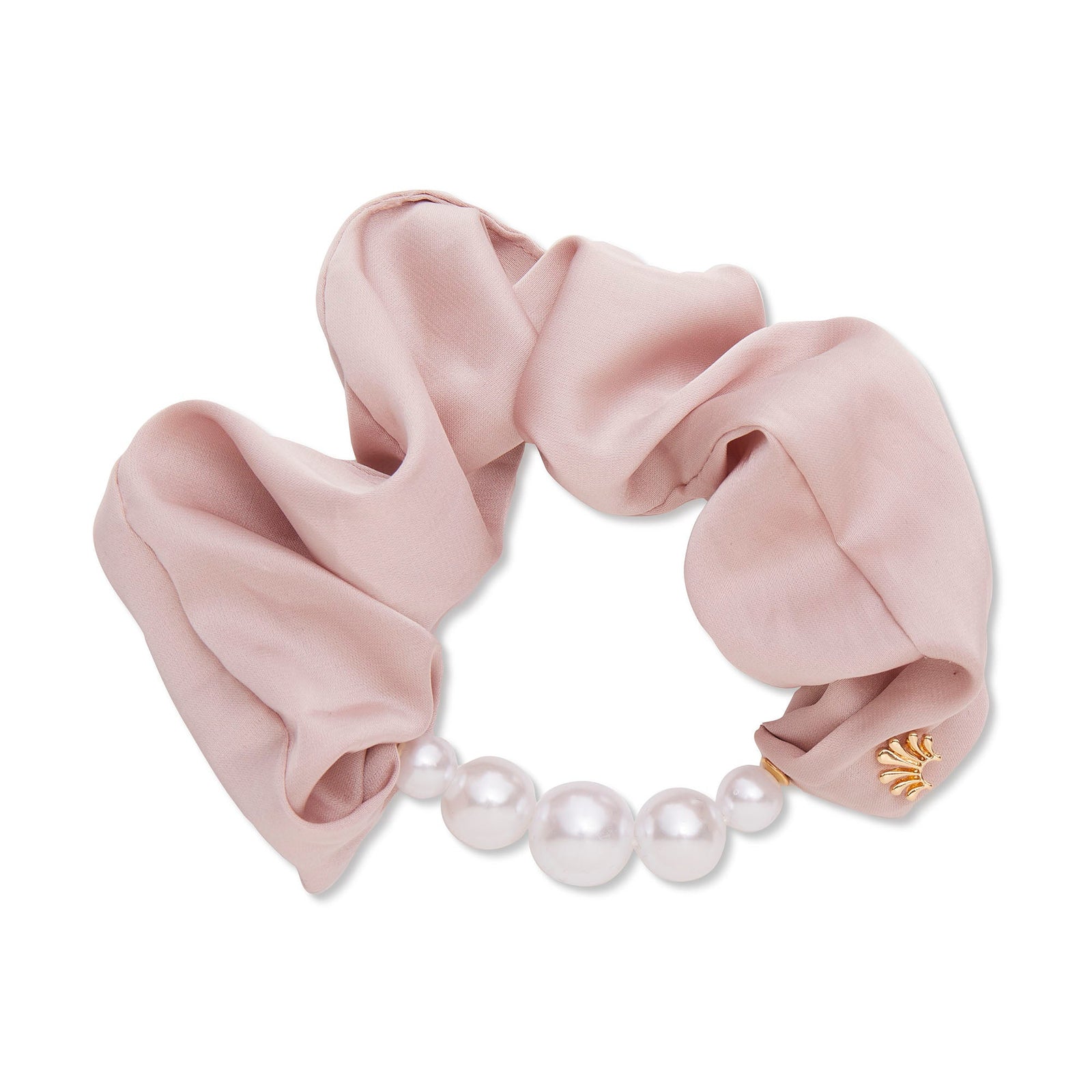 ROSE BLUSH PEARL SILK SCRUNCHIE