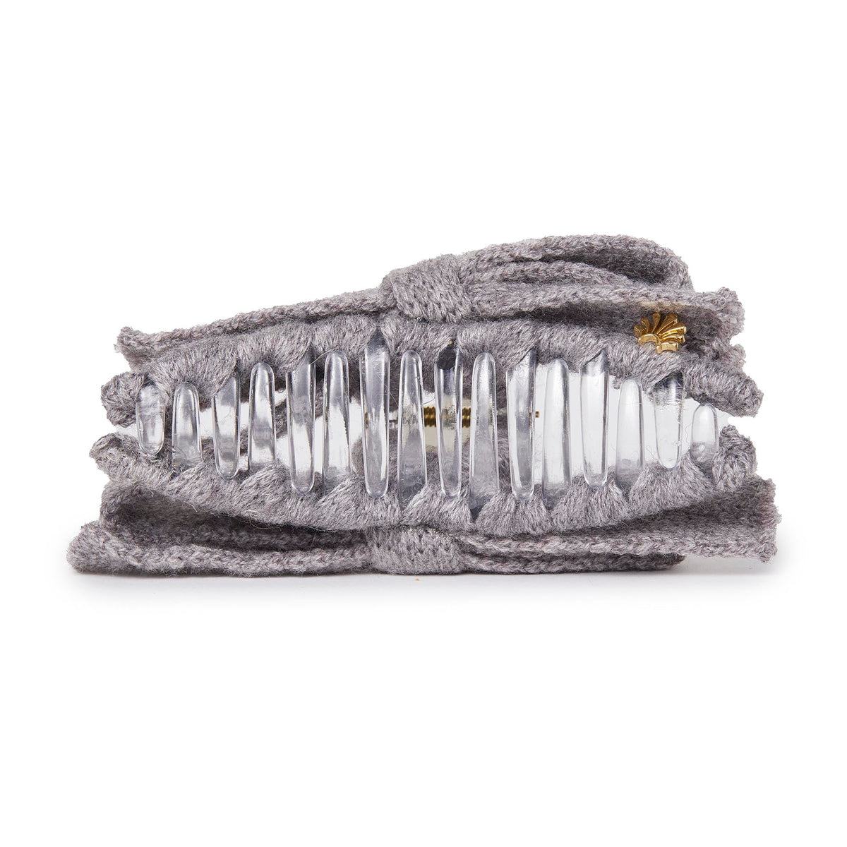 LELE SADOUGHI HAIR SLATE GRAY CABLE KNIT BOW CLAW CLIP