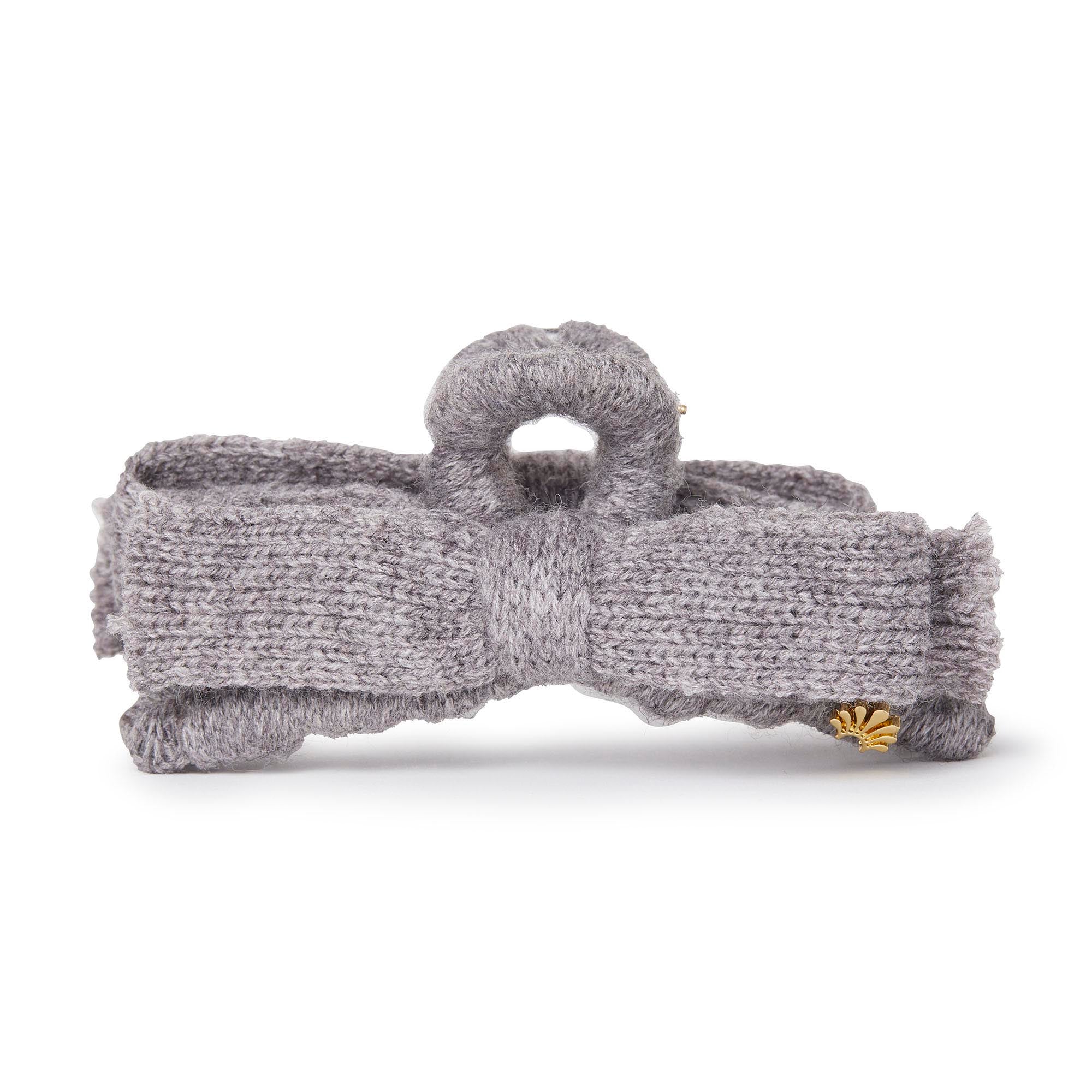 LELE SADOUGHI HAIR SLATE GRAY CABLE KNIT BOW CLAW CLIP
