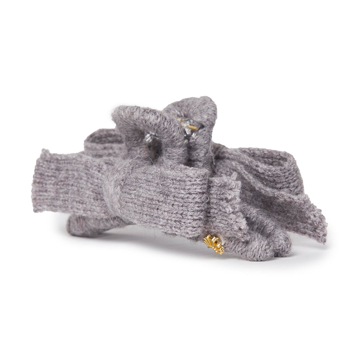 LELE SADOUGHI HAIR SLATE GRAY CABLE KNIT BOW CLAW CLIP