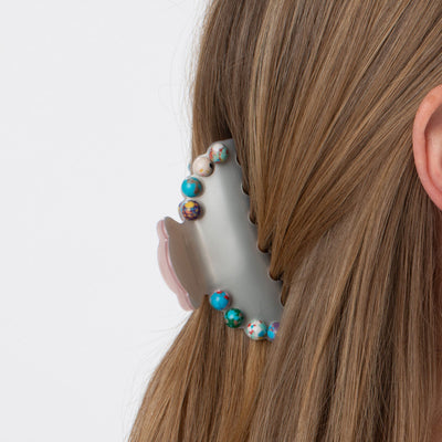 Lele Sadoughi HAIR TERRAZO MULTI MEDIUM STONE CLAW CLIP