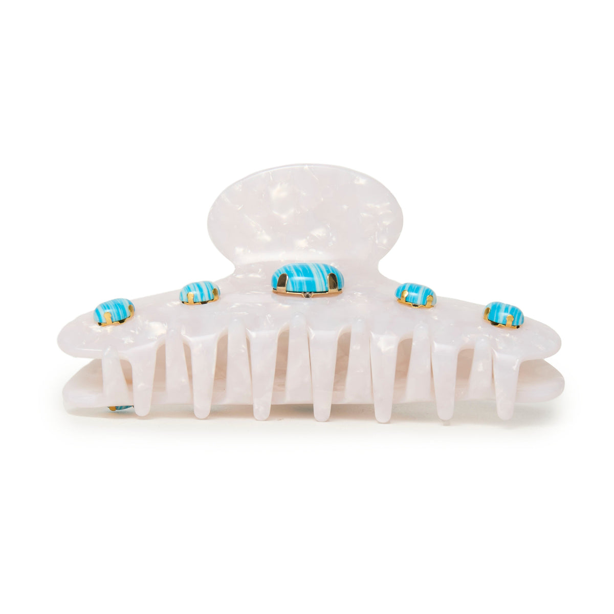 Lele Sadoughi HAIR TURQUOISE PEARL LARGE CABOCHON CLAW CLIP