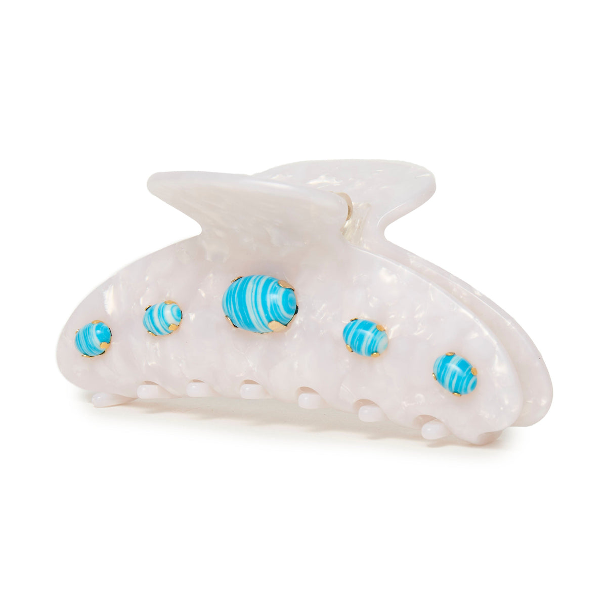 Lele Sadoughi HAIR TURQUOISE PEARL LARGE CABOCHON CLAW CLIP