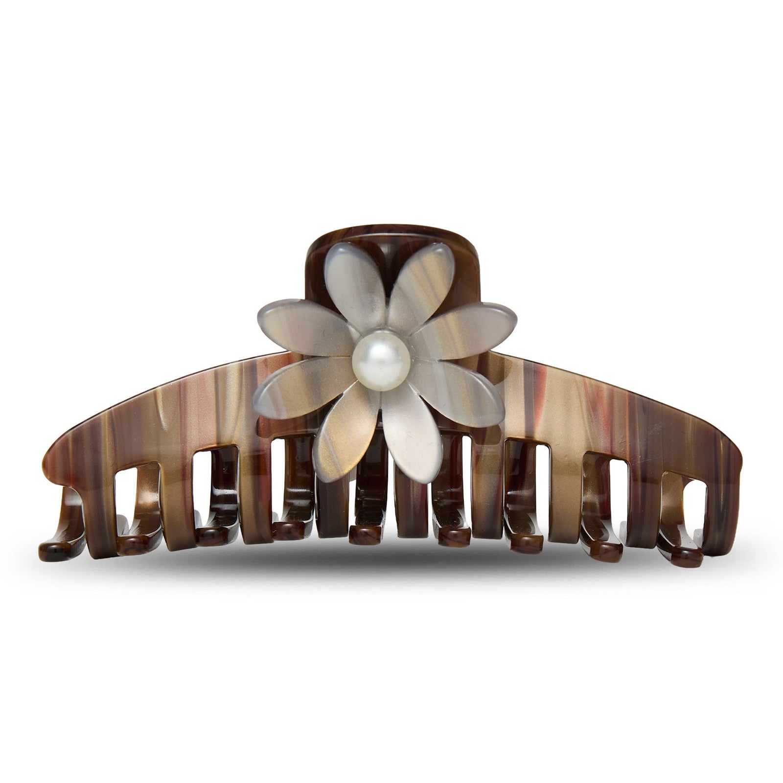 Lele Sadoughi HARD HAIR ONE SIZE WALNUT PETUNIA CLAW CLIP