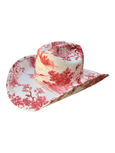 Lele Sadoughi HAT ROUGE TOILE FABRIC COVERED COWBOY HAT
