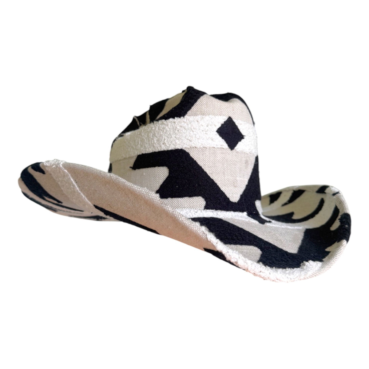 Lele Sadoughi HATS BLACK WHITE FABRIC COVERED COWBOY HAT
