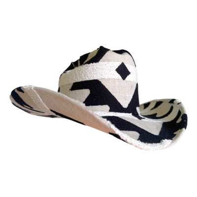 Lele Sadoughi HATS BLACK WHITE FABRIC COVERED COWBOY HAT