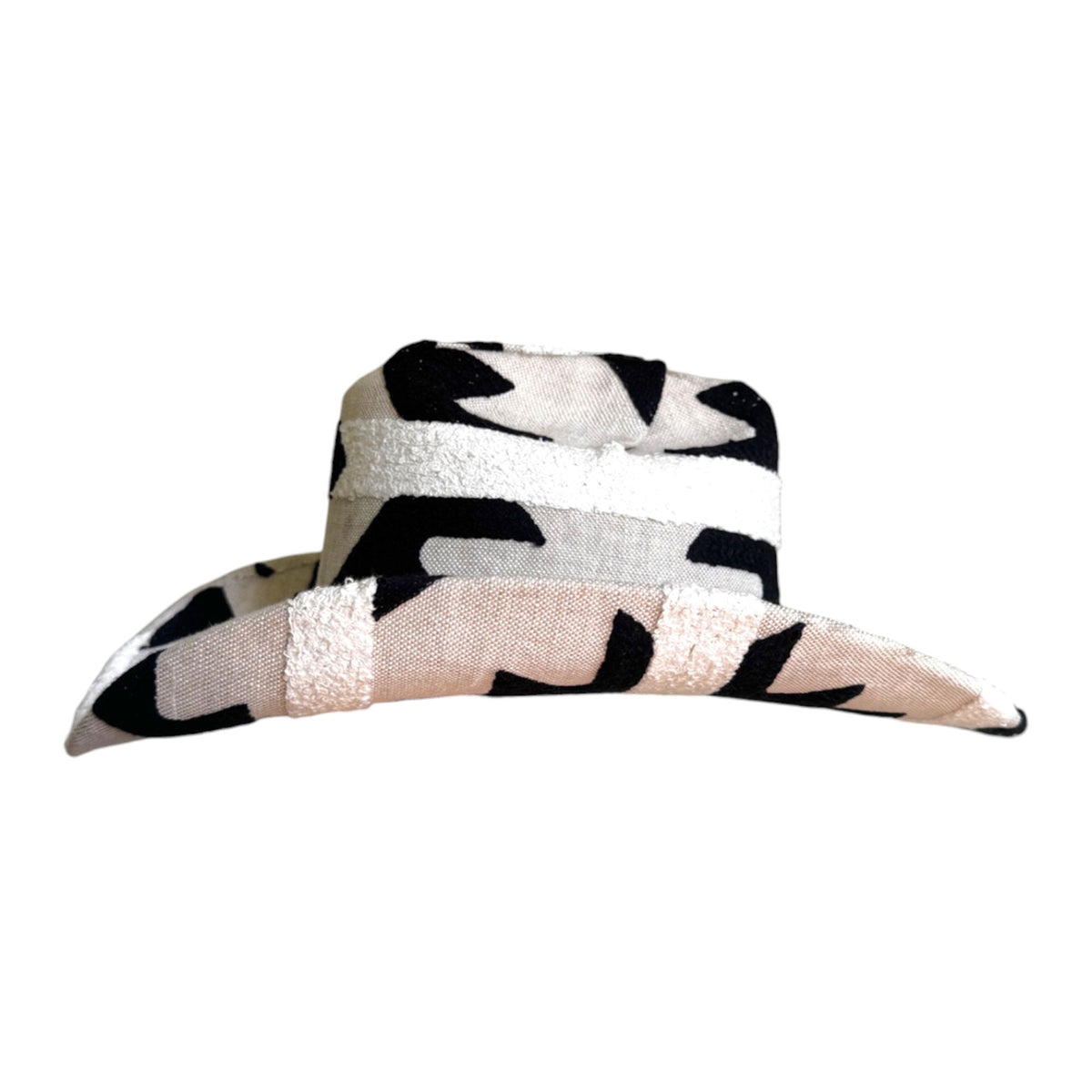Lele Sadoughi HATS BLACK WHITE FABRIC COVERED COWBOY HAT